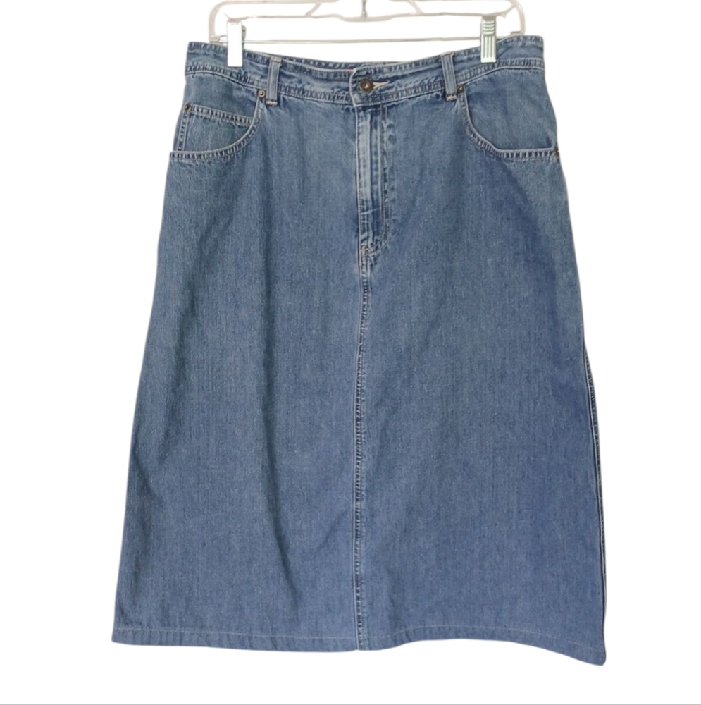 Old Navy Y2K Vintage Classic Blue Denim Skirt Mid Length Size 12